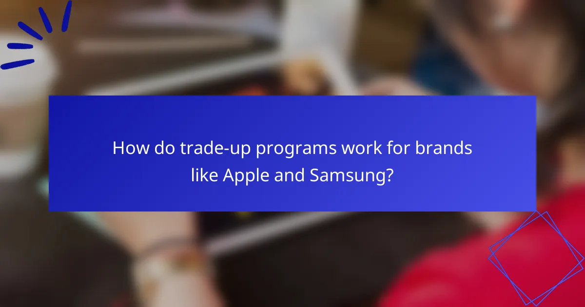 How do trade-up programs work for brands like Apple and Samsung?